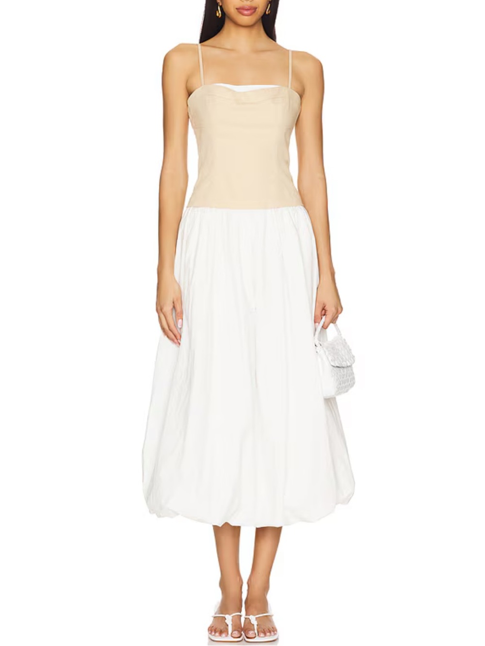 Line and Dot Anthia Dress in Beige & White